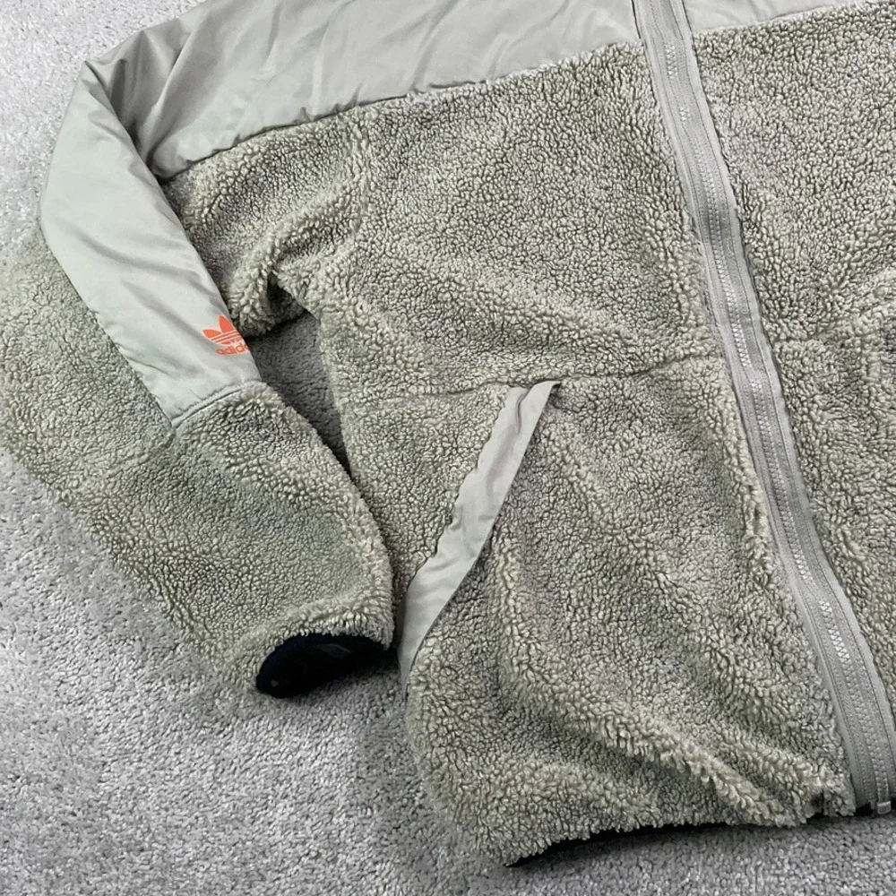 Adidas Jacket‎ Mens Medium Tan Sherpa Fleece Snowboarding Full Zip Polar Coat